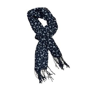Navy and White Bird Print Scarf